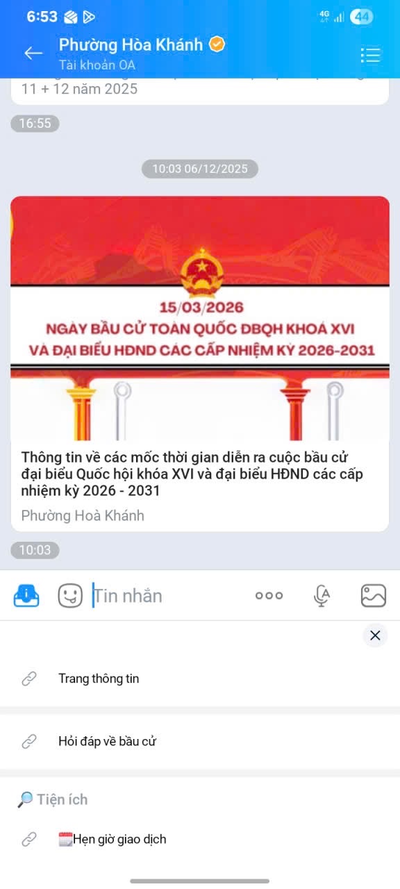 Triển khai Zalo Mini App Ủy ban bầu cử phường Hòa Khánh